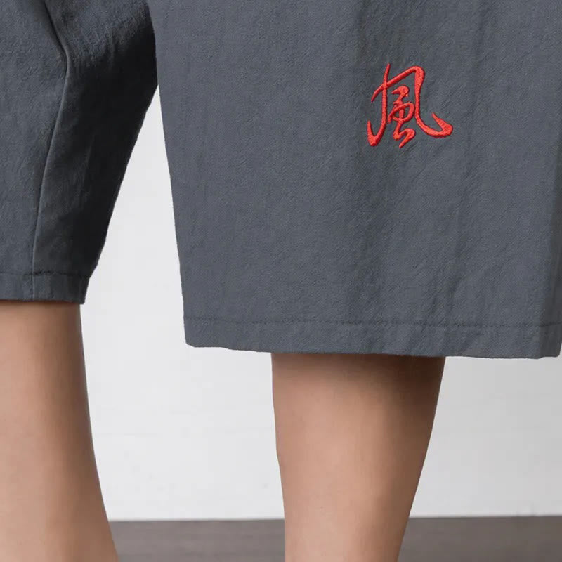 Buddha Stones Plain Drawstring Capri Length Men's Cotton Linen Harem Pants With Pockets - image 5