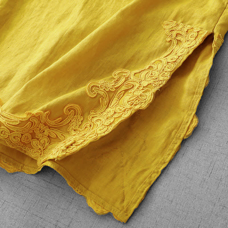 Buddha Stones Chinese Frog-Button Lace Patchwork Design Stand Collar Women's Cotton Sleeveless Vest - image 6