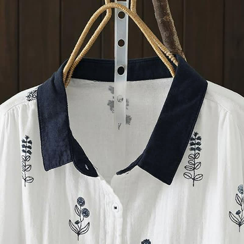 Buddha Stones Spring Fall Casual Vintage Button-Up Floral Women's Long Sleeve Shirts - image 7