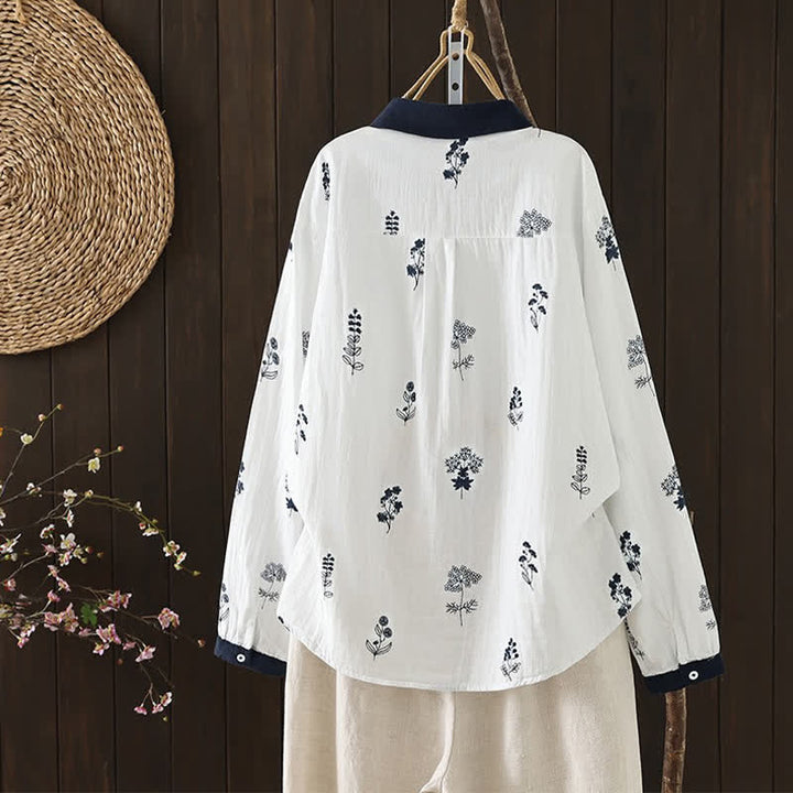 Buddha Stones Spring Fall Casual Vintage Button-Up Floral Women's Long Sleeve Shirts - image 6