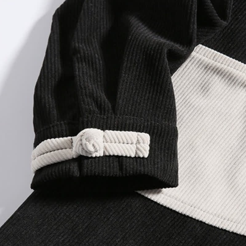 Buddha Stones Fall Winter Casual Tang Style Frog Button Corduroy Geometric Men's Jacket - image 20