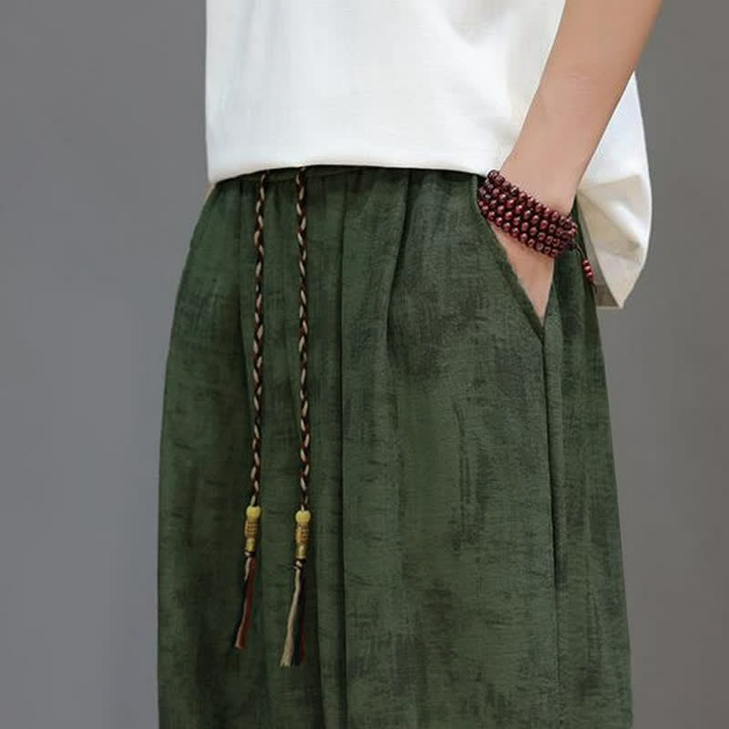 Buddha Stones Spring Summer Casual Vintage Drawstring Washed Abstract Ankle Pants Men's Straight Leg Pants With Pocket - image 17