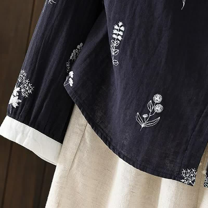 Buddha Stones Spring Fall Casual Vintage Button-Up Floral Women's Long Sleeve Shirts - image 2