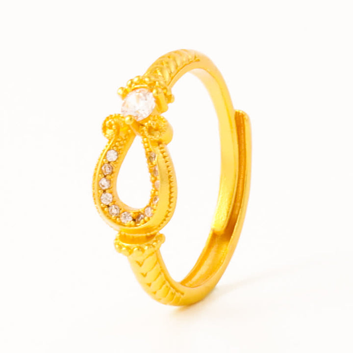 Buddha Stones Gold Plated Brass Vintage Horseshoe Buckle Design Open Ring - image 5