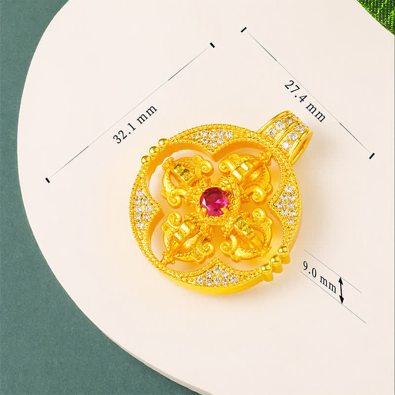 Buddha Stones Gold Plated Brass Vajra Spiritual Power Round Pendant Necklace - image 18