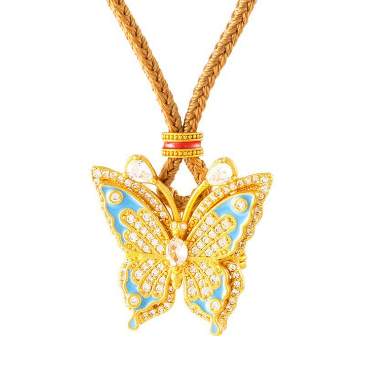 Buddha Stones Gold Plated Brass Butterfly Transformation Pendant Necklace - image 4