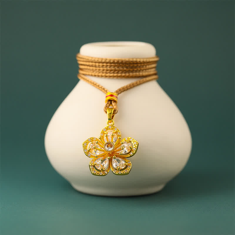 Buddha Stones Gold Plated Brass Plum Blossom Harmonic Connection Pendant Necklace - image 3