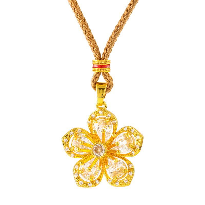 Buddha Stones Gold Plated Brass Plum Blossom Harmonic Connection Pendant Necklace - image 5