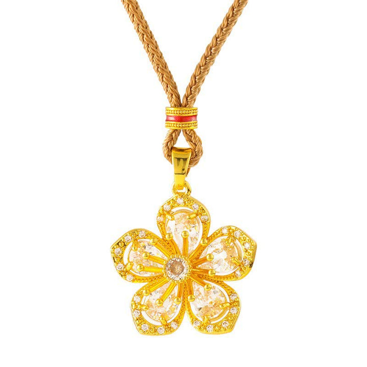 Buddha Stones Gold Plated Brass Plum Blossom Harmonic Connection Pendant Necklace - image 5