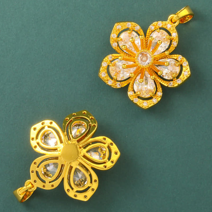 Buddha Stones Gold Plated Brass Plum Blossom Harmonic Connection Pendant Necklace - image 4
