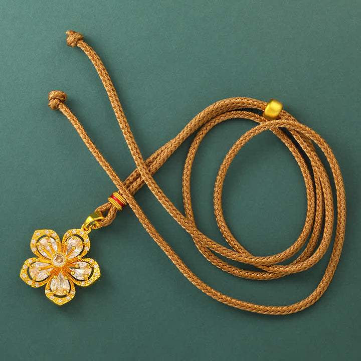 Buddha Stones Gold Plated Brass Plum Blossom Harmonic Connection Pendant Necklace - image 1