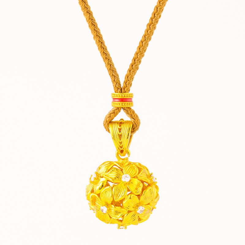 Buddha Stones Gold Plated Brass Openwork Hydrangea Pendant Necklace - image 4