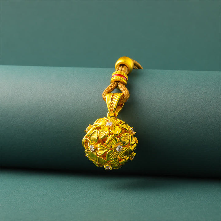 Buddha Stones Gold Plated Brass Openwork Hydrangea Pendant Necklace - image 3