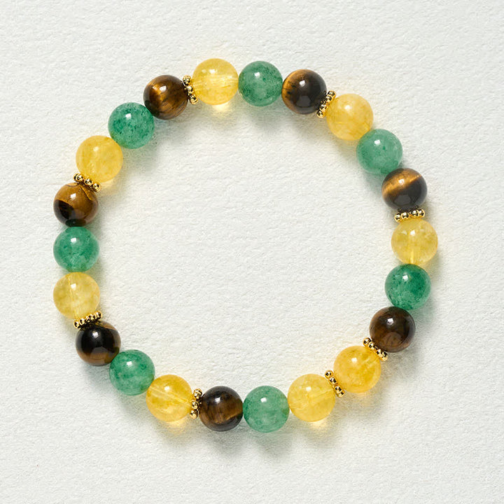 Buddha Stones Citrine Tiger Eye Green Strawberry Quartz Beads Happiness Bracelet - image 9
