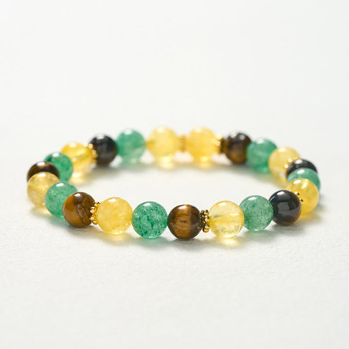 Buddha Stones Citrine Tiger Eye Green Strawberry Quartz Beads Happiness Bracelet - image 10