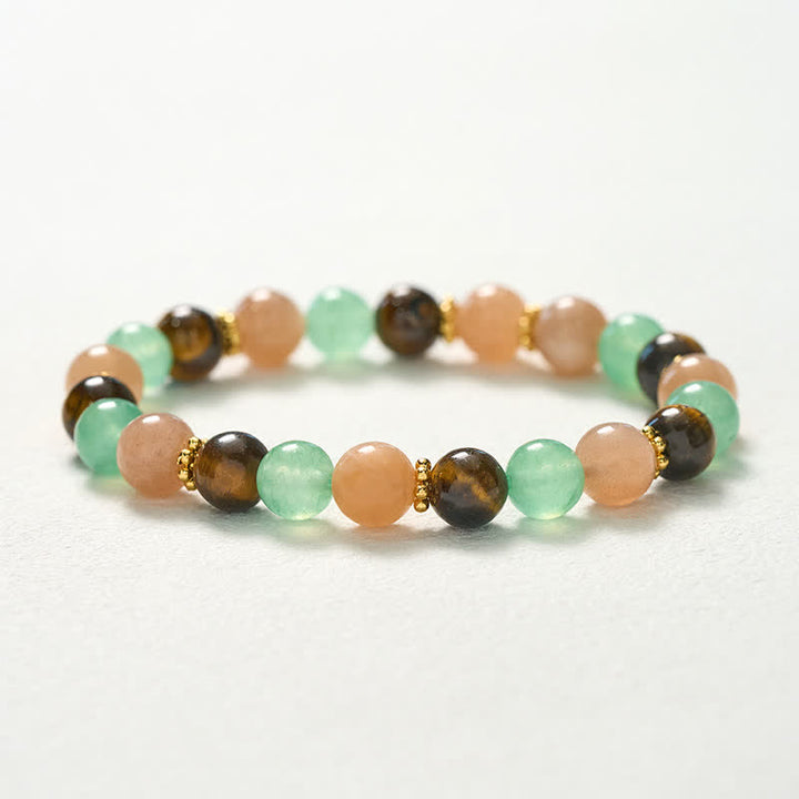 Buddha Stones Green Aventurine Tiger Eye Sun Stone Beads Luck Bracelet - image 10