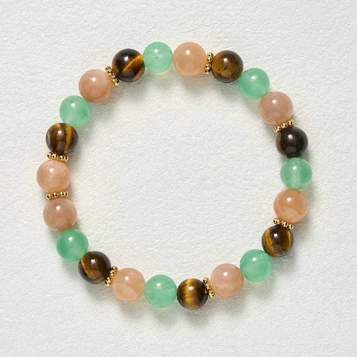 Buddha Stones Green Aventurine Tiger Eye Sun Stone Beads Luck Bracelet - image 9