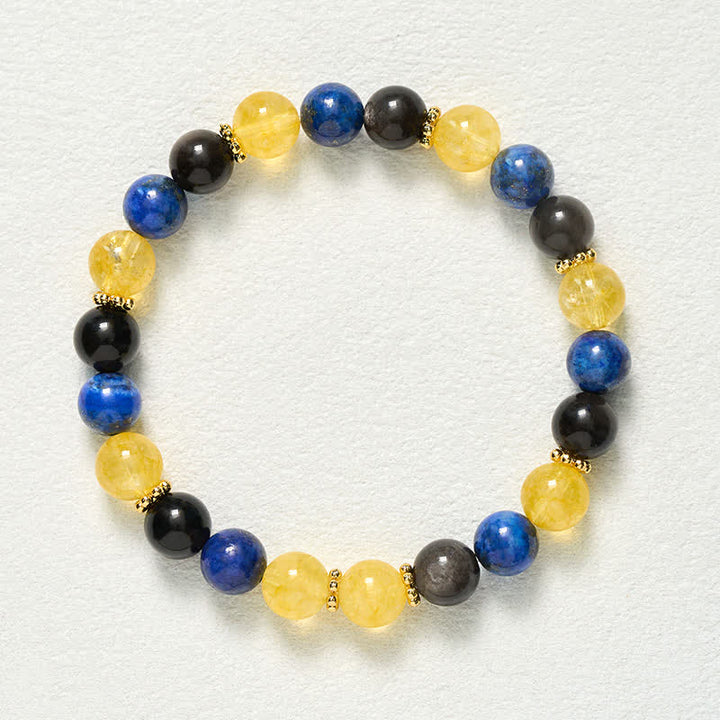 Buddha Stones Lapis Lazuli Silver Sheen Obsidian Citrine Beads Serenity Bracelet - image 9