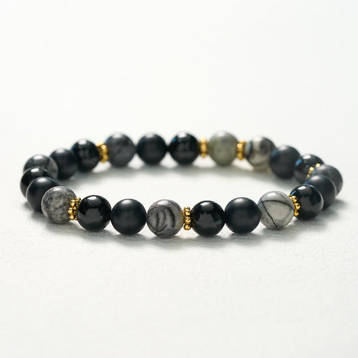 Buddha Stones Frosted Stone Black Obsidian Grey Jasper Beads Activate Bracelet - image 10