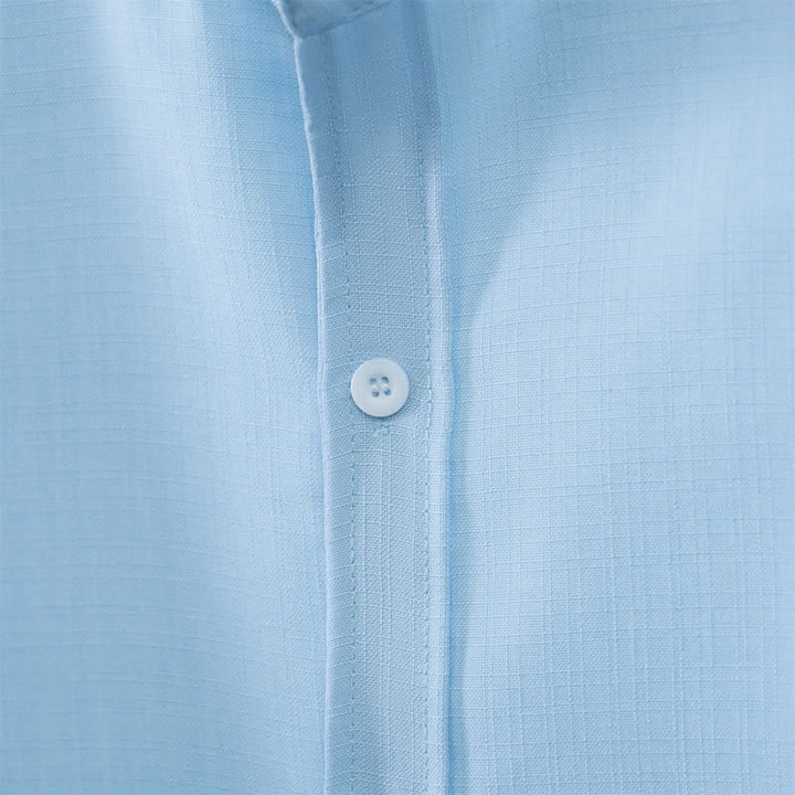 Buddha Stones Fall Tang Style Casual Mandarin Collar Button-Up Solid Men's Long Sleeve Shirts - image 5