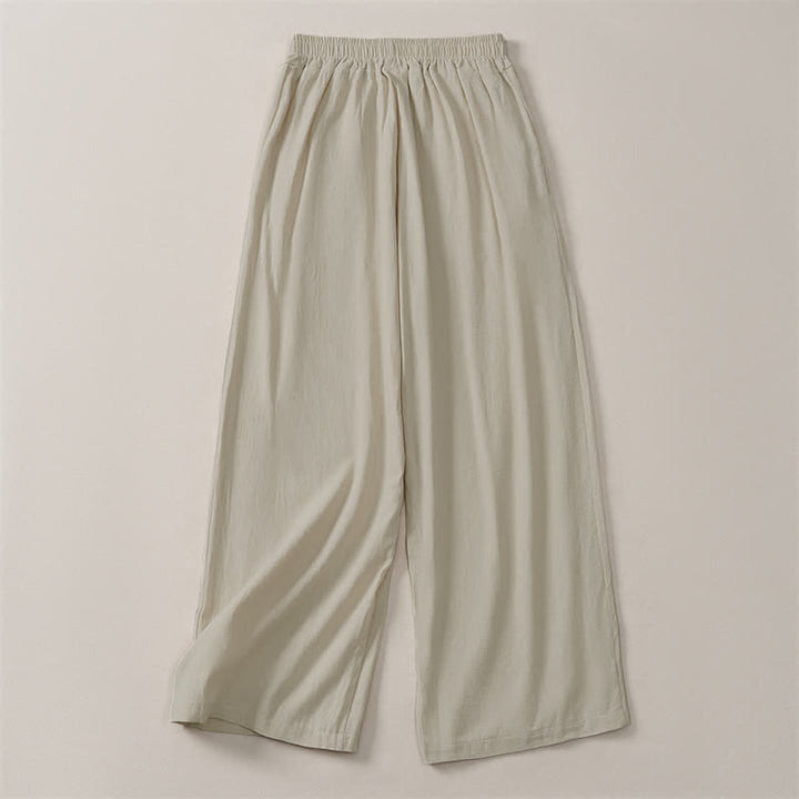 Buddha Stones Spring Summer Fall Casual Minimalist Solid Cropped Pants Women's Straight Leg Pants With Pocket - image 1