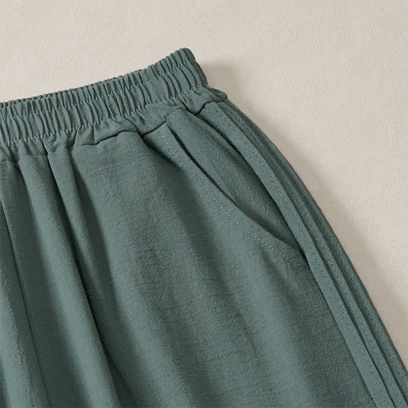 Buddha Stones Spring Summer Fall Casual Minimalist Solid Cropped Pants Women's Straight Leg Pants With Pocket - image 12
