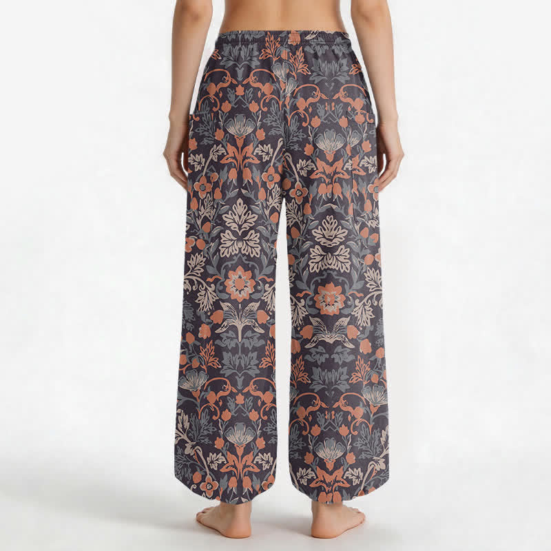 Buddha Stones Cotton Vintage Floral Paisley Pattern Women's Elastic Waist Harem Pants With Side Pockets - image 2