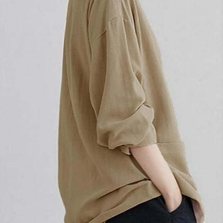 Buddha Stones Spring Summer Casual Minimalist Solid Women's Long Sleeve Shirts With Pockets - image 10