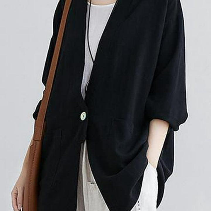 Buddha Stones Spring Summer Casual Minimalist Solid Women's Long Sleeve Shirts With Pockets - image 6