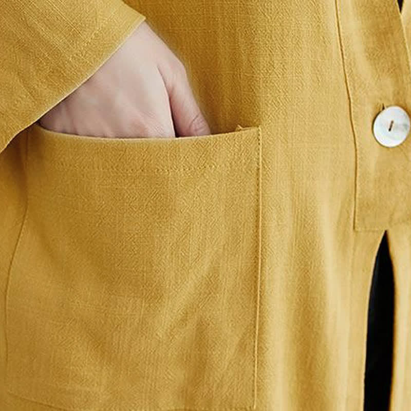 Buddha Stones Spring Summer Casual Minimalist Solid Women's Long Sleeve Shirts With Pockets - image 19
