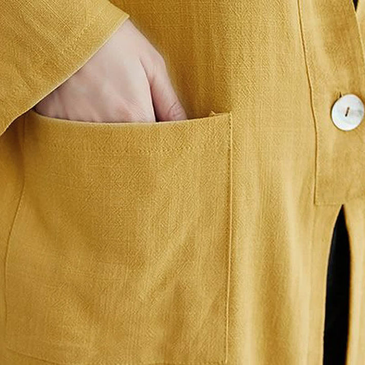 Buddha Stones Spring Summer Casual Minimalist Solid Women's Long Sleeve Shirts With Pockets - image 19