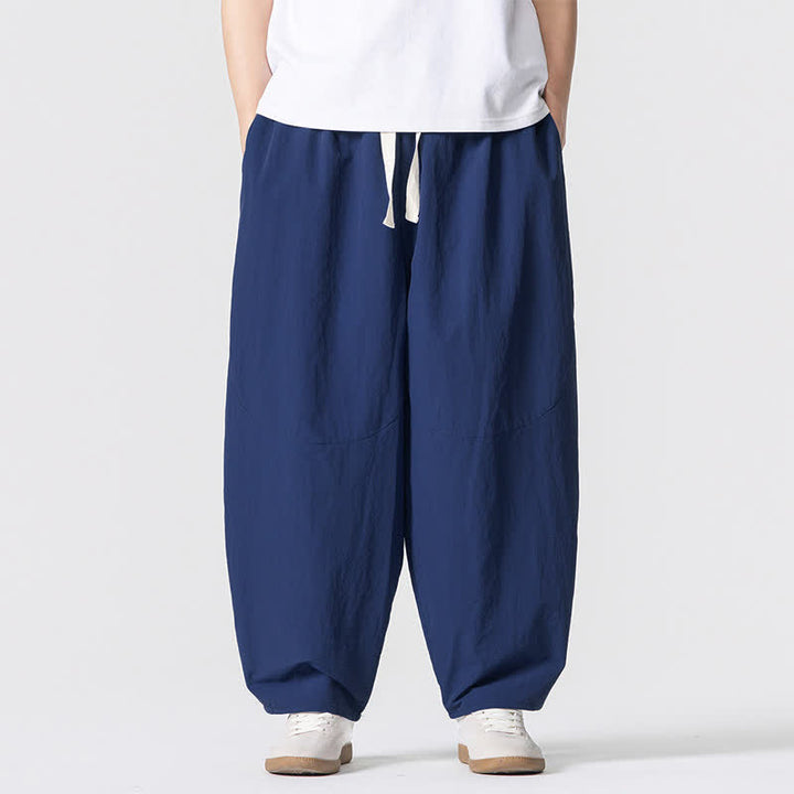 Buddha Stones Spring Fall Minimalist Basic Drawstring Solid Ankle Pants Men's Harem Pants With Pockets - RoyalBlue - US/UK/AU46, EU56 (5XL) - image 9