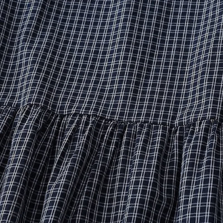Buddha Stones Fall Casual Vintage Button-Up Plaid Women's Long Sleeve Dress - image 12