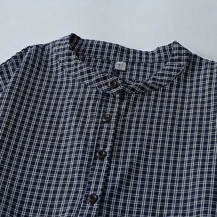 Buddha Stones Fall Casual Vintage Button-Up Plaid Women's Long Sleeve Dress - image 11
