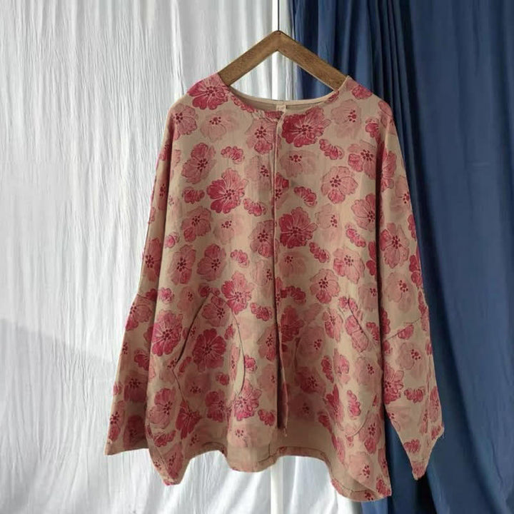 Buddha Stones Spring Elegant Retro Button-Up Pink Floral Women's Jacket With Pocket - image 5