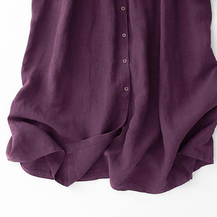 Buddha Stones Fall Casual Minimalist Button-Up Purple Women's Long Sleeve Dress With Pockets - image 5