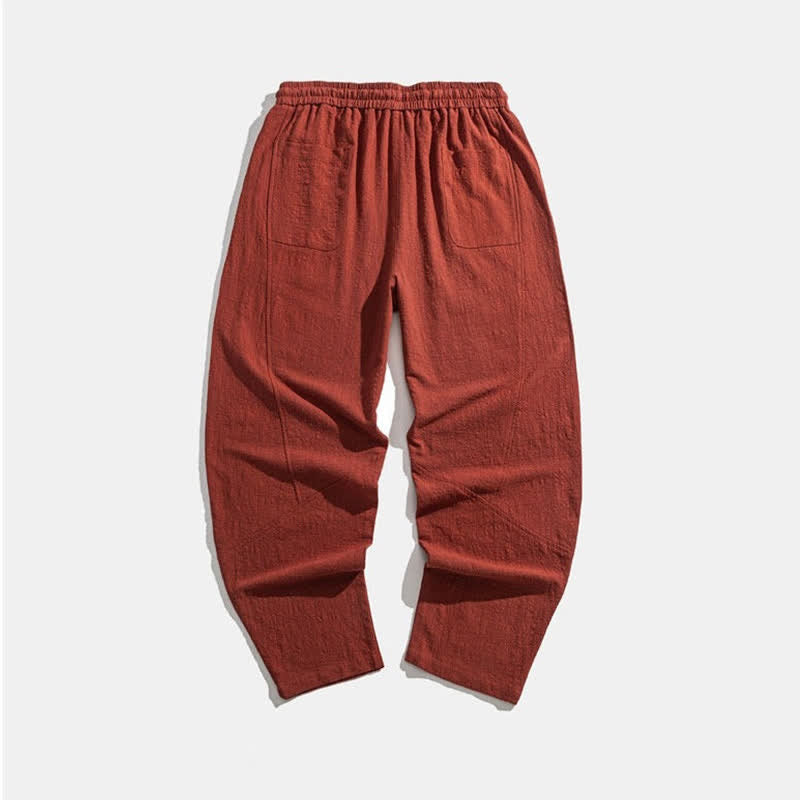 Buddha Stones Spring Fall Casual Minimalist Drawstring Solid Long Pants Men's Harem Pants With Pockets - image 11
