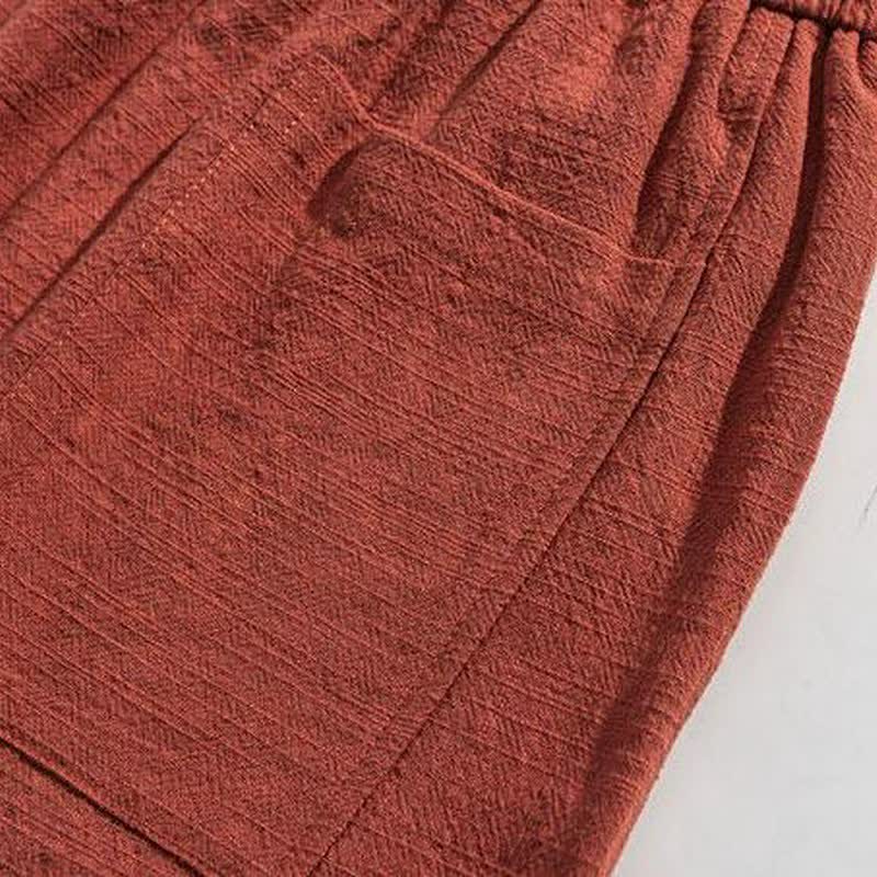 Buddha Stones Spring Fall Casual Minimalist Drawstring Solid Long Pants Men's Harem Pants With Pockets - image 15