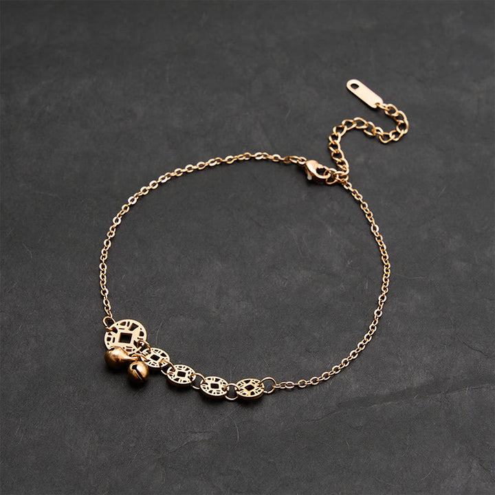 Buddha Stones Copper Coins Bell Charm Titanium Steel Strengthen Anklet - image 10