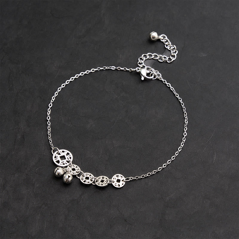 Buddha Stones Copper Coins Bell Charm Titanium Steel Strengthen Anklet - image 14