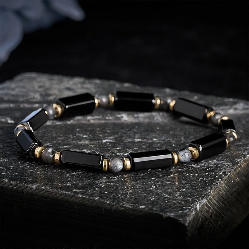 Buddha Stones Black Onyx Protection Copper Accent Bead Bracelet - image 1