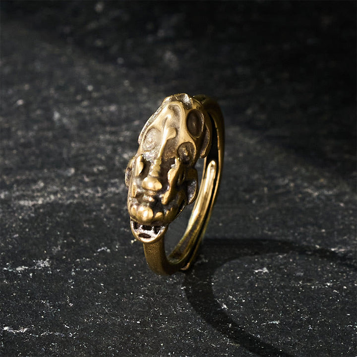 Buddha Stones Brass Pixiu Wealth Auspicioisness Adjustable Ring - image 2