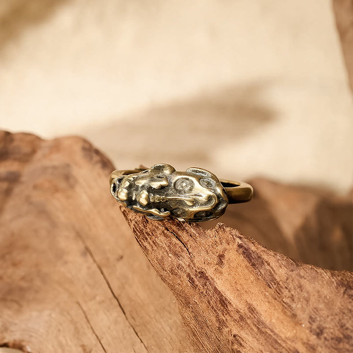 Buddha Stones Brass Pixiu Wealth Auspicioisness Adjustable Ring - image 1
