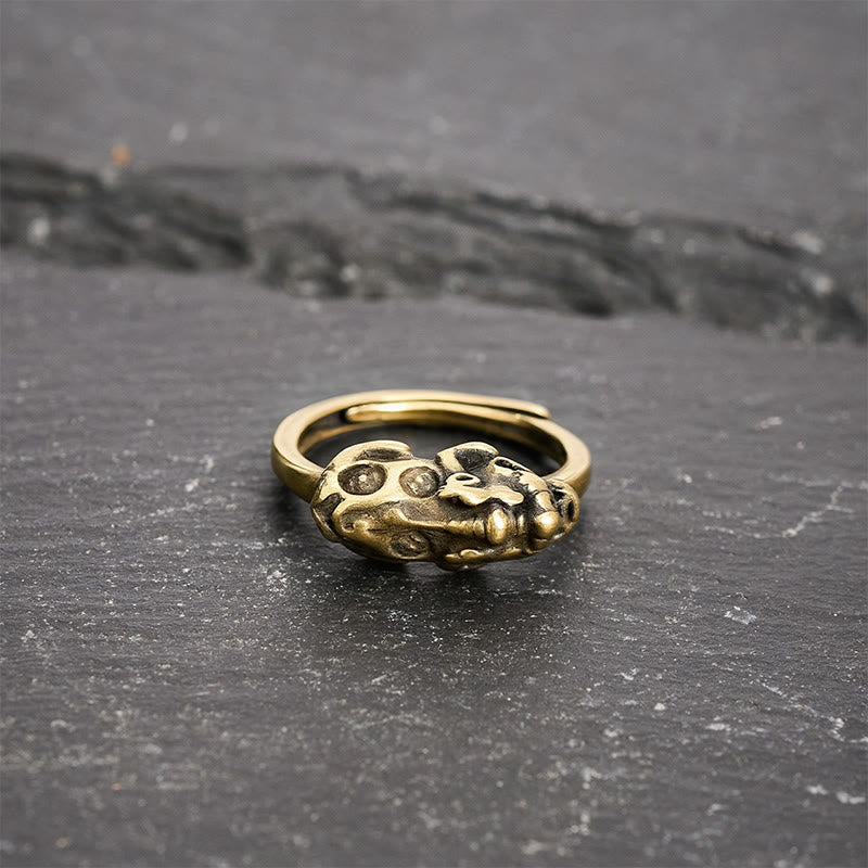 Buddha Stones Brass Pixiu Wealth Auspicioisness Adjustable Ring - image 3