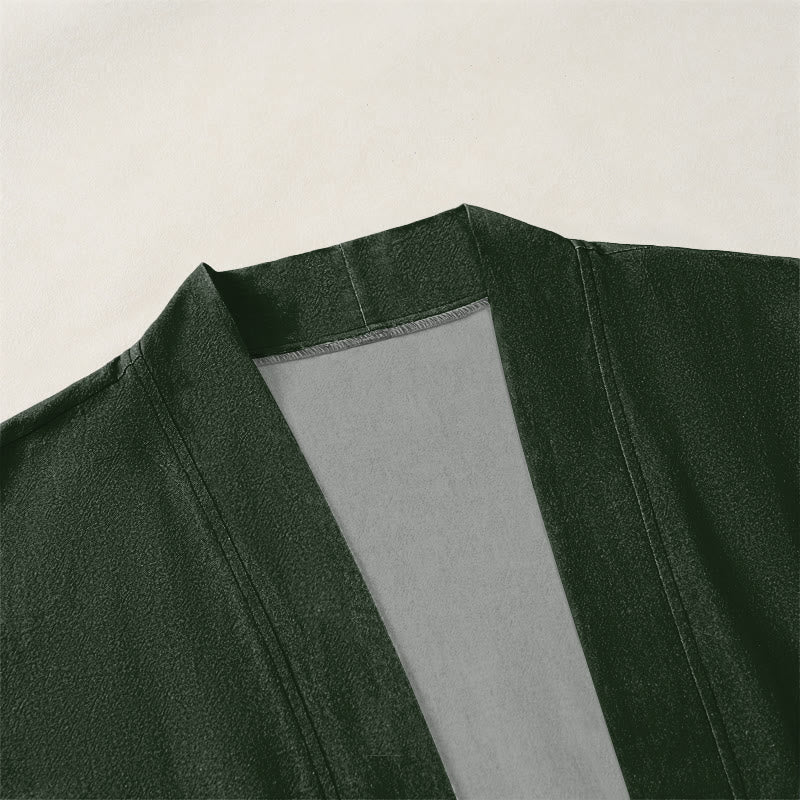 Buddha Stones Cotton Ripple Circle Pattern Open Front Men's Kimono - image 3