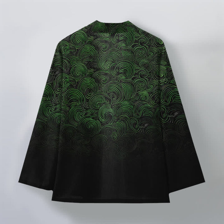 Buddha Stones Cotton Swirl Gradient Pattern Open Front Men's Kimono - image 2