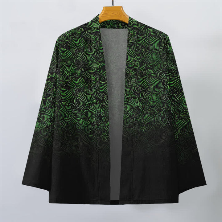 Buddha Stones Cotton Swirl Gradient Pattern Open Front Men's Kimono - image 1