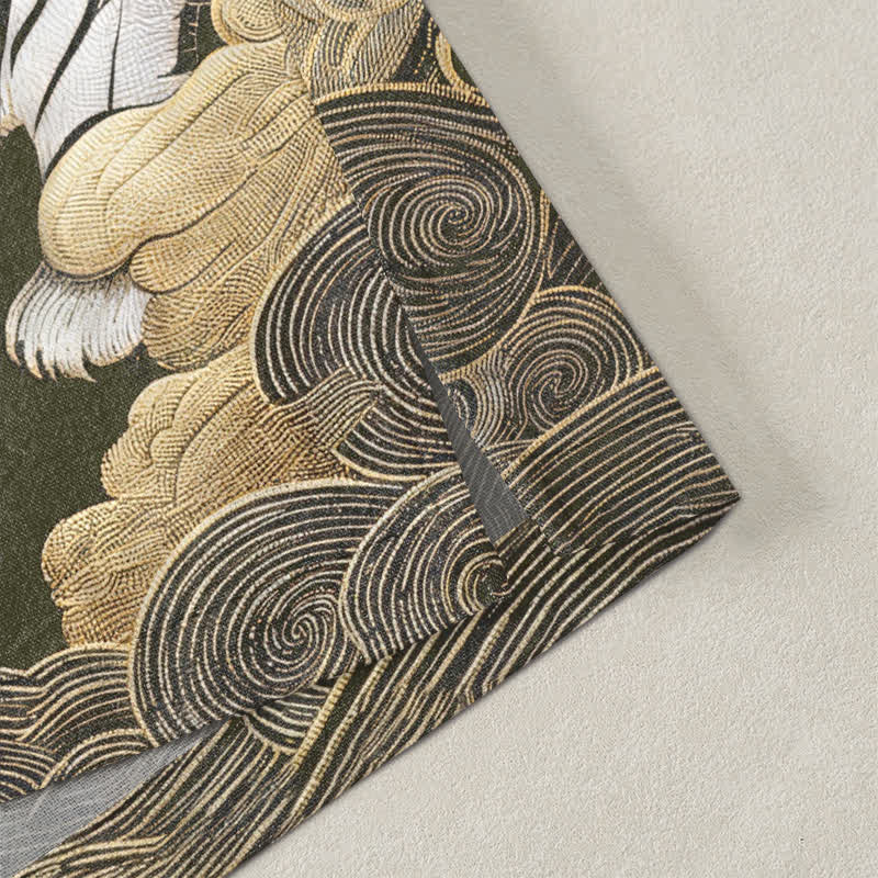 Buddha Stones Cotton White Tiger Cloud Pine Pattern Open Front Men's Kimono - image 4
