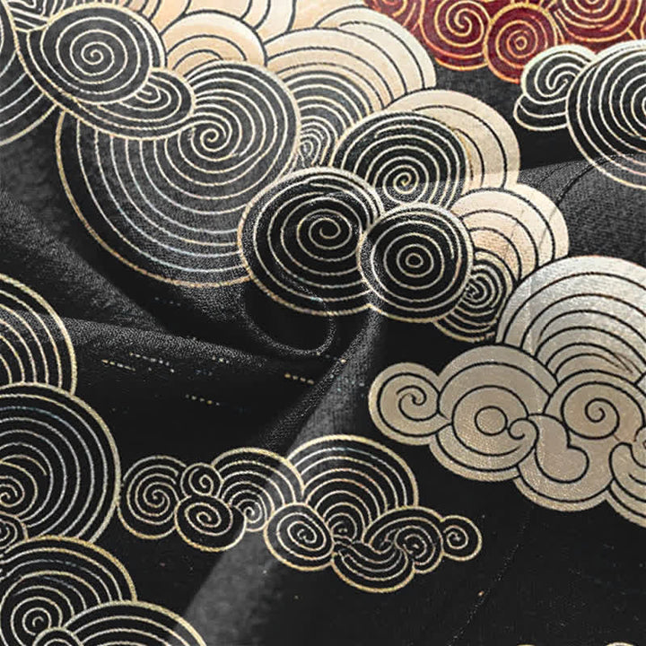 Buddha Stones Cotton Auspicious Cloud Tide Pattern Open Front Men's Kimono - image 5