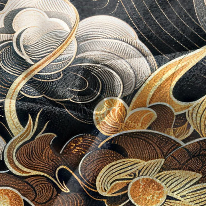 Buddha Stones Cotton Auspicious Dragon Cloud Sea Pattern Open Front Men's Kimono - image 5